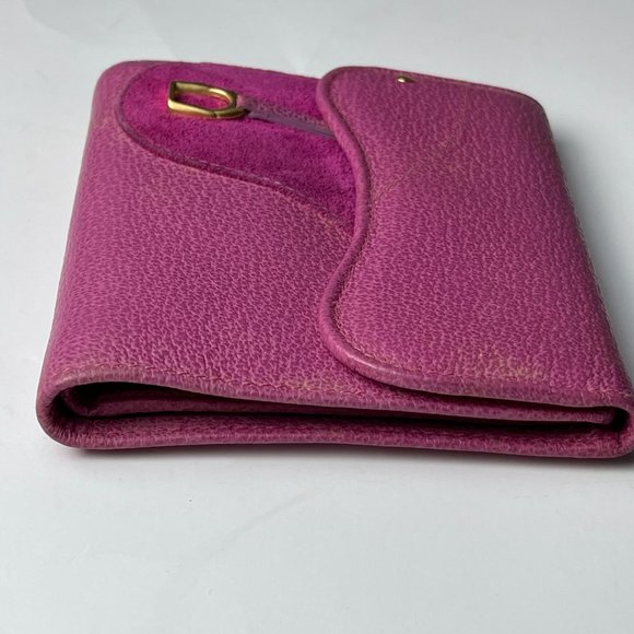 Gucci | Vintage Pink Leather and Suede Stirrup Tri-Fold Wallet - Picture 4 of 13